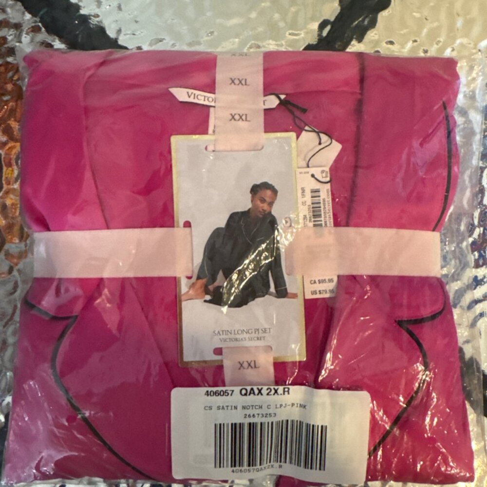 Victoria’s secret long stain pj set purple size XXL NWT
